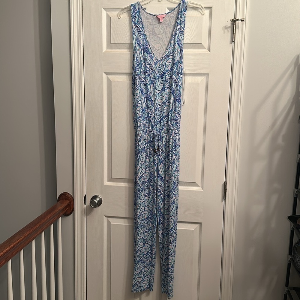 Lilly Pulitzer Paulina Multicolored Bennet Blue Let's Mango Jumpsuit Women Small - Picture 5 of 13